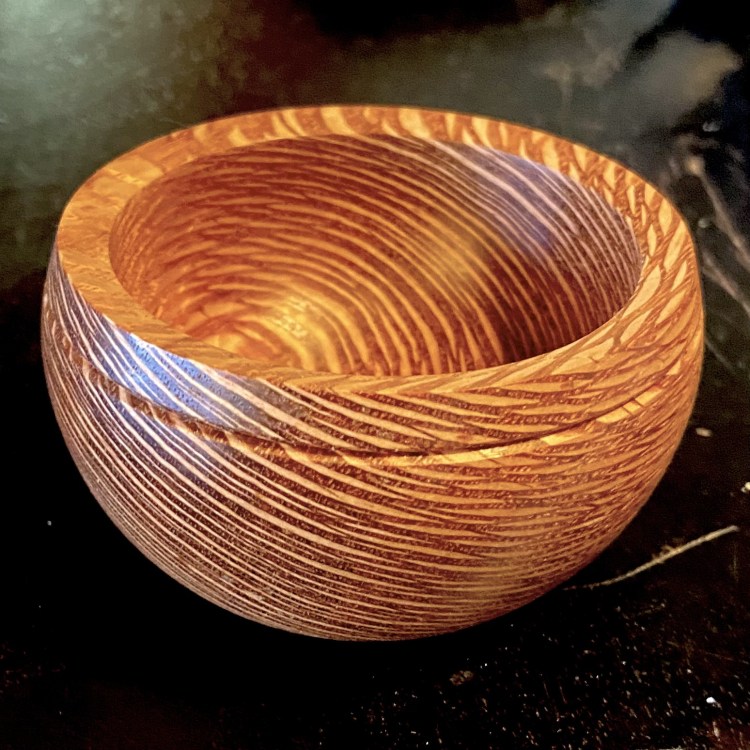 Image of hand-turned wooden salt bowl.