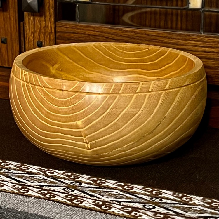 Image of a turned mulberry bowl.