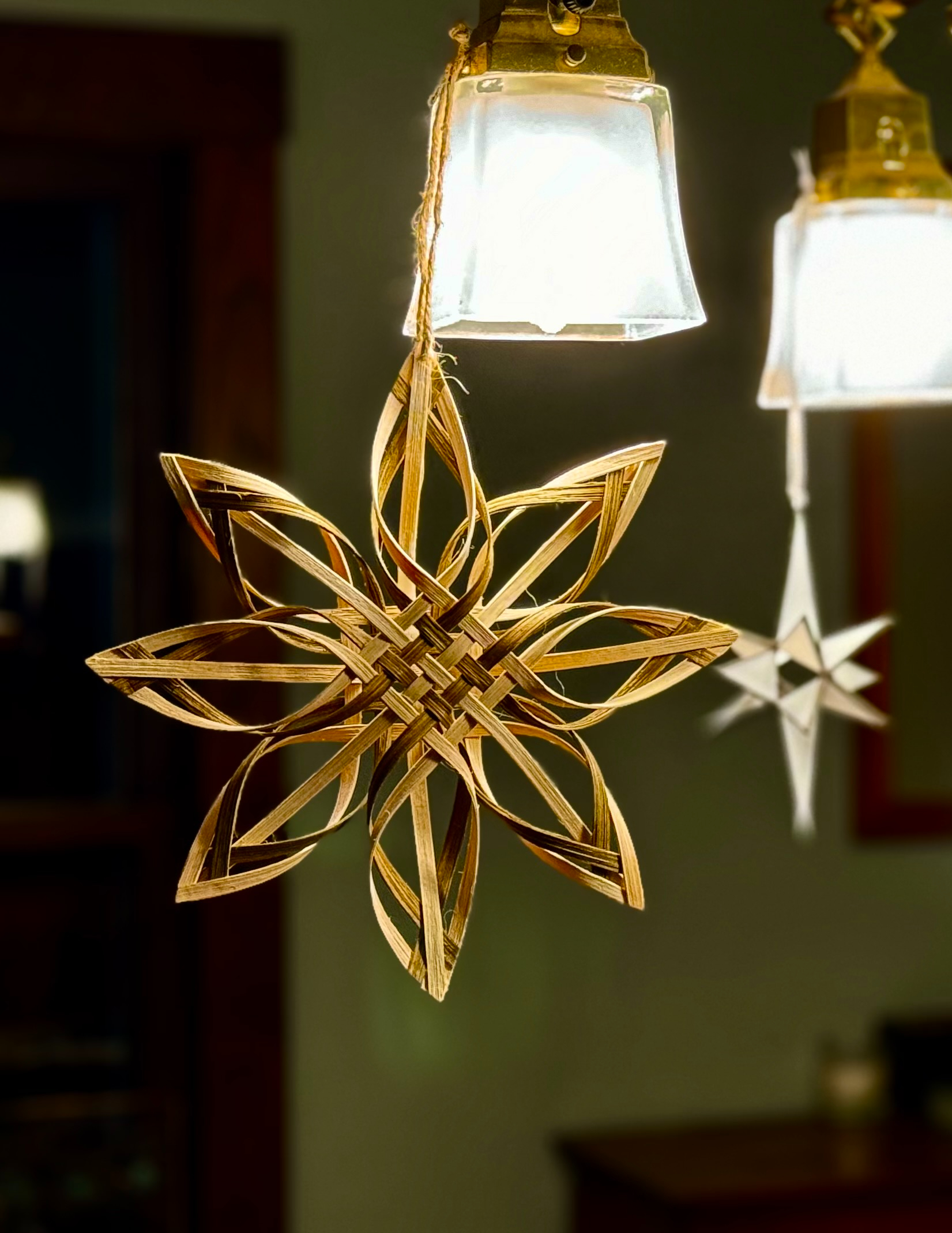 Image of rattan and stained glass stars.