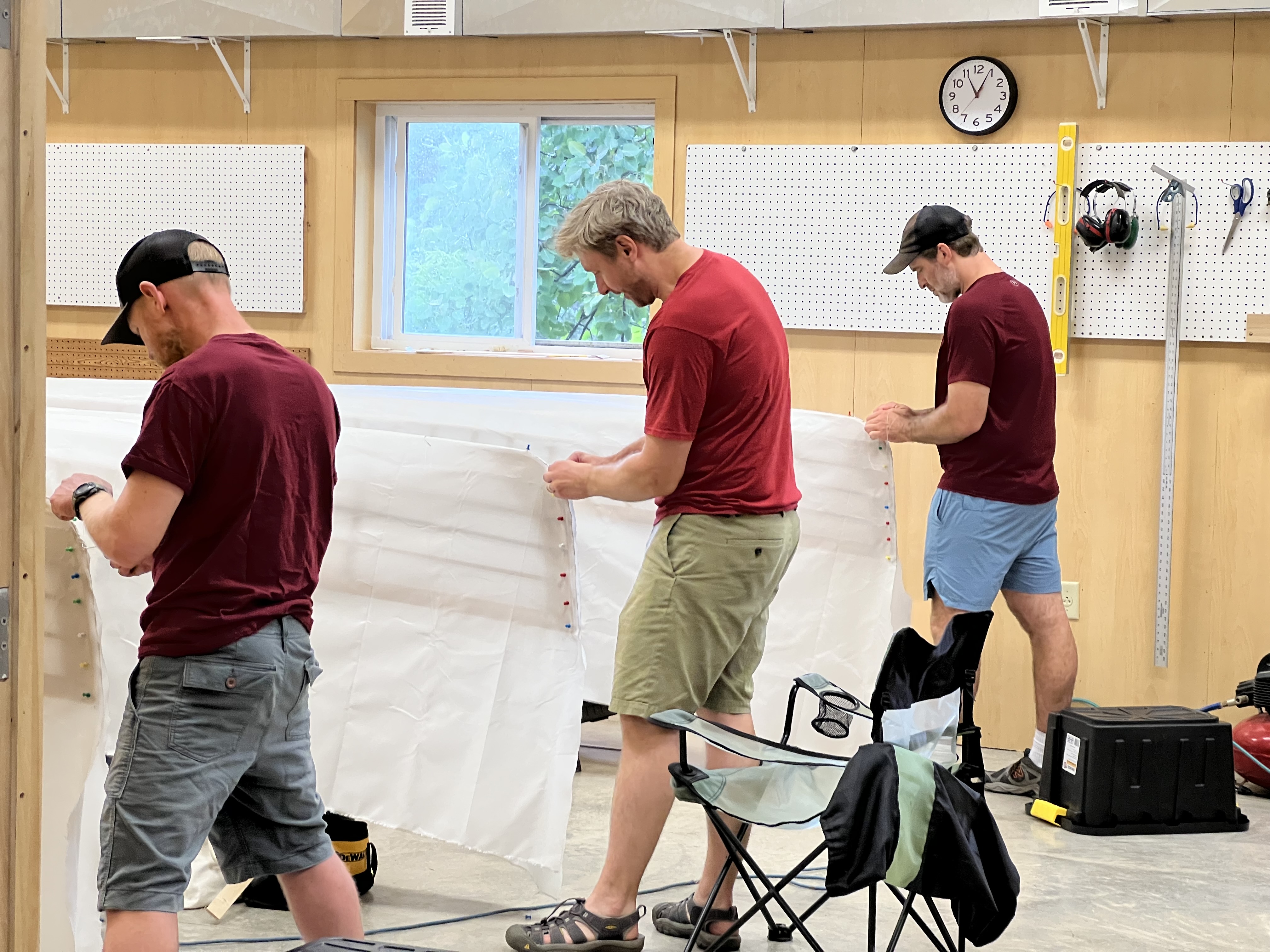 Image of skinning skin-on-frame canoes in Door County.