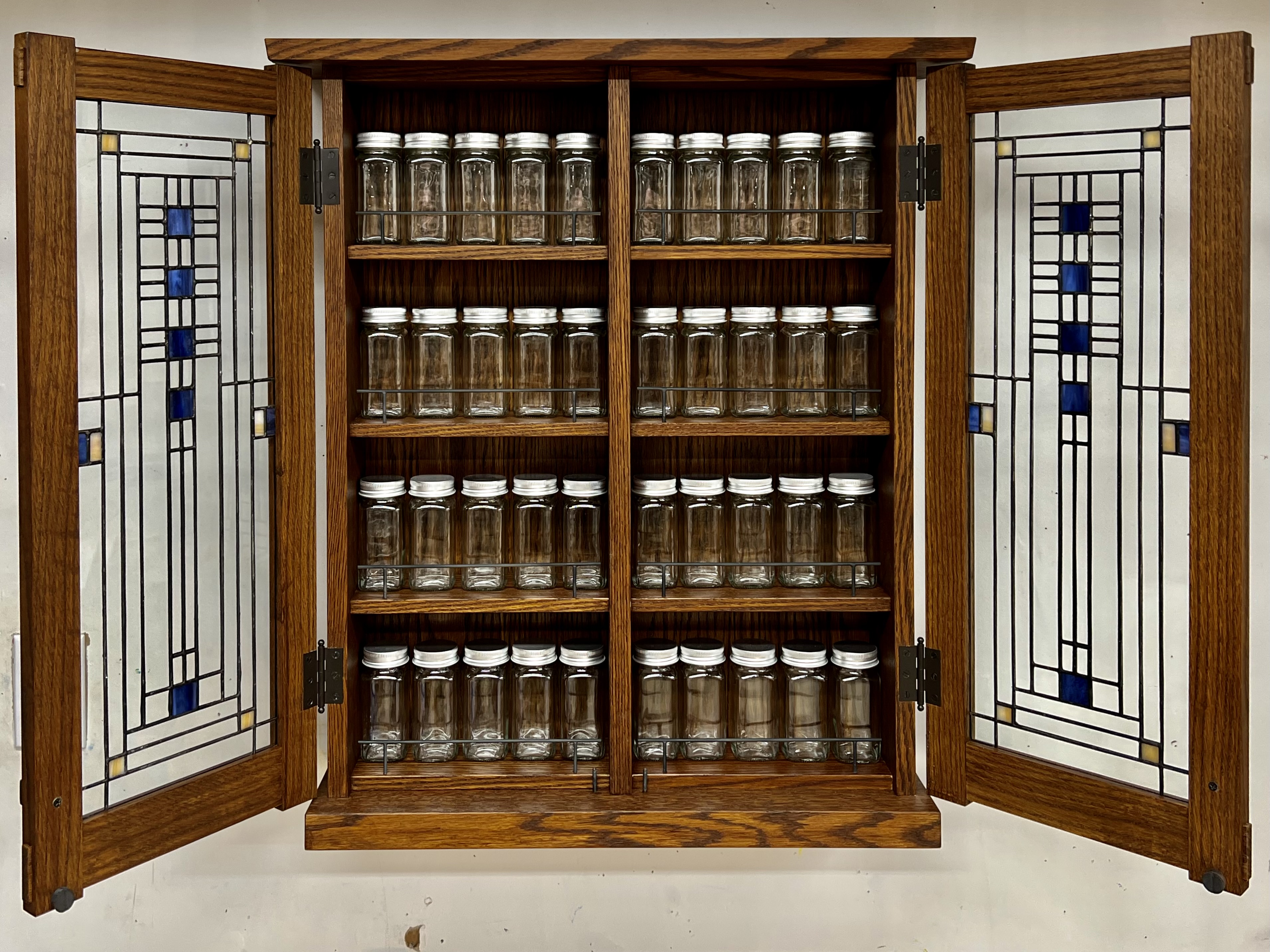 Stained glass spice cabinet.